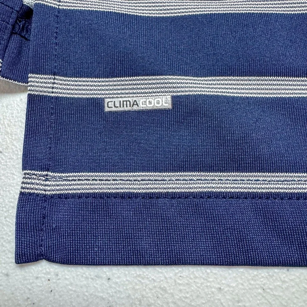 Adidas Golf Polo Shirt Mens Large Blue‎ Stripe ClimaCool Stretch Performance Top